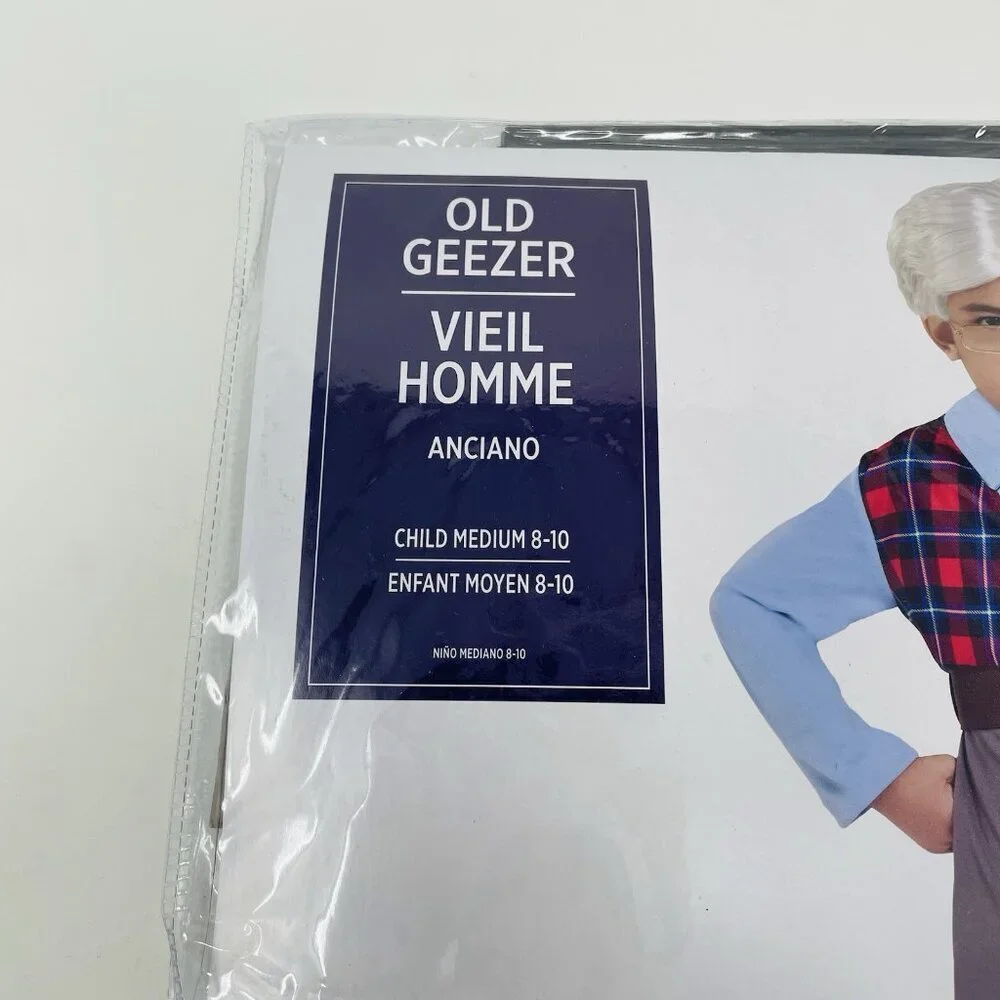 Old Geezer Youth Child Boys Size Medium 8-10 Halloween Dress Up Costume - Picture 3 of 8